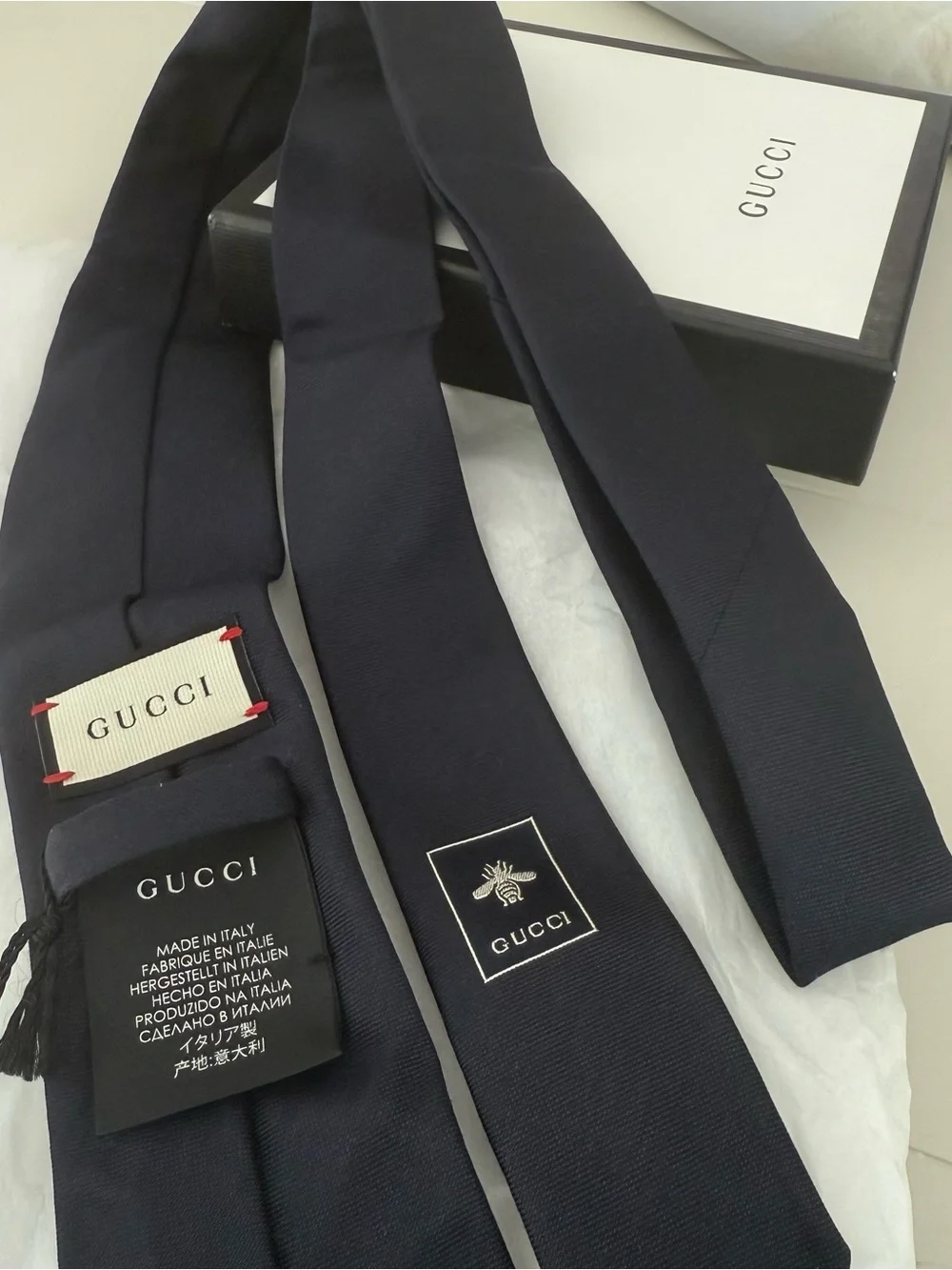 Gucci Panther Appliqué Silk and Wool Blend Tie